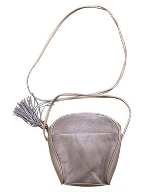 Women's Metallic Taupe Crossbody Bag with Tassel